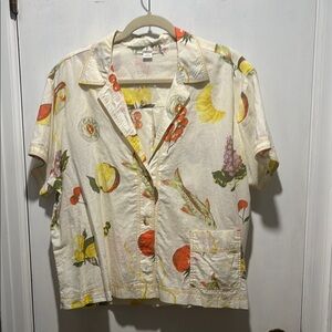 URBAN OUTFITTERS button down cotton fruit design